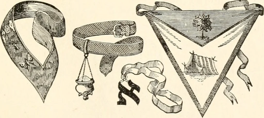 An illustration from The book of the ancient and accepted Scottish rite of freemasonry : containing instructions in all the degrees from the third to the thirty-third, and last degree of the rite : together with ceremonies of inauguration ... etc., 1914, leaf 362