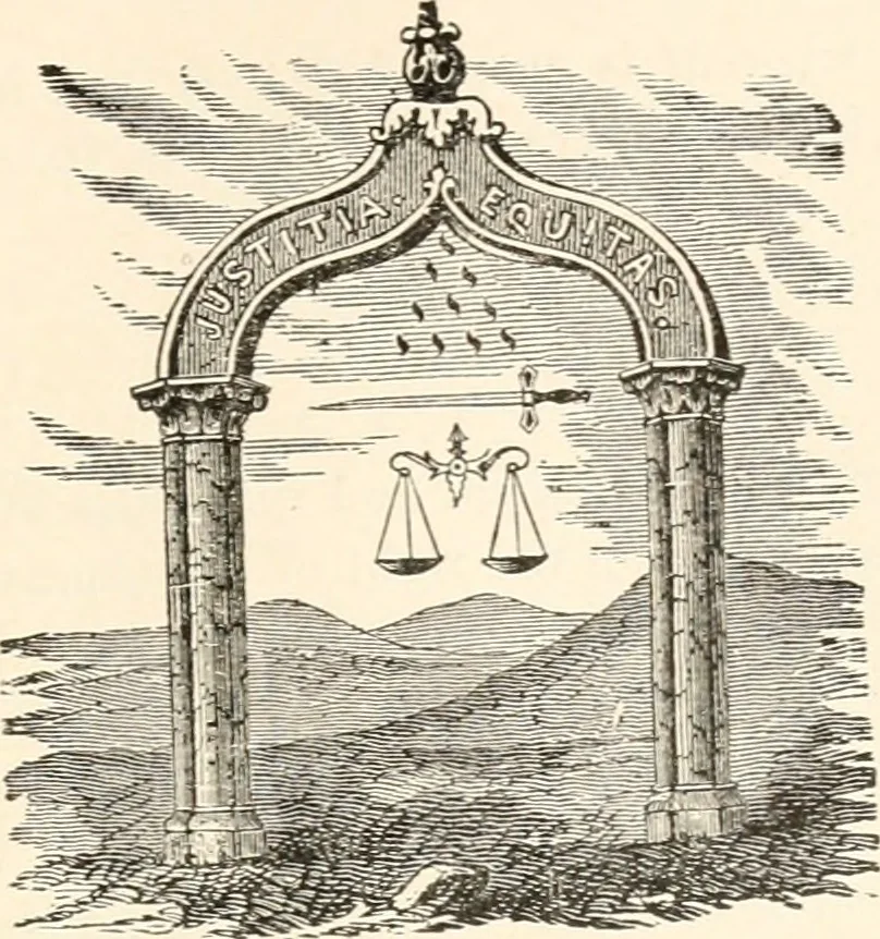 An illustration from The book of the ancient and accepted Scottish rite of freemasonry : containing instructions in all the degrees from the third to the thirty-third, and last degree of the rite : together with ceremonies of inauguration ... etc., 1914, leaf 468