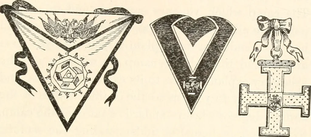 An illustration from The book of the ancient and accepted Scottish rite of freemasonry : containing instructions in all the degrees from the third to the thirty-third, and last degree of the rite : together with ceremonies of inauguration ... etc., 1914, leaf 488