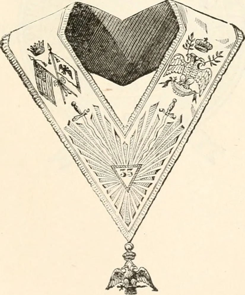 An illustration from The book of the ancient and accepted Scottish rite of freemasonry : containing instructions in all the degrees from the third to the thirty-third, and last degree of the rite : together with ceremonies of inauguration ... etc., 1914, leaf 500