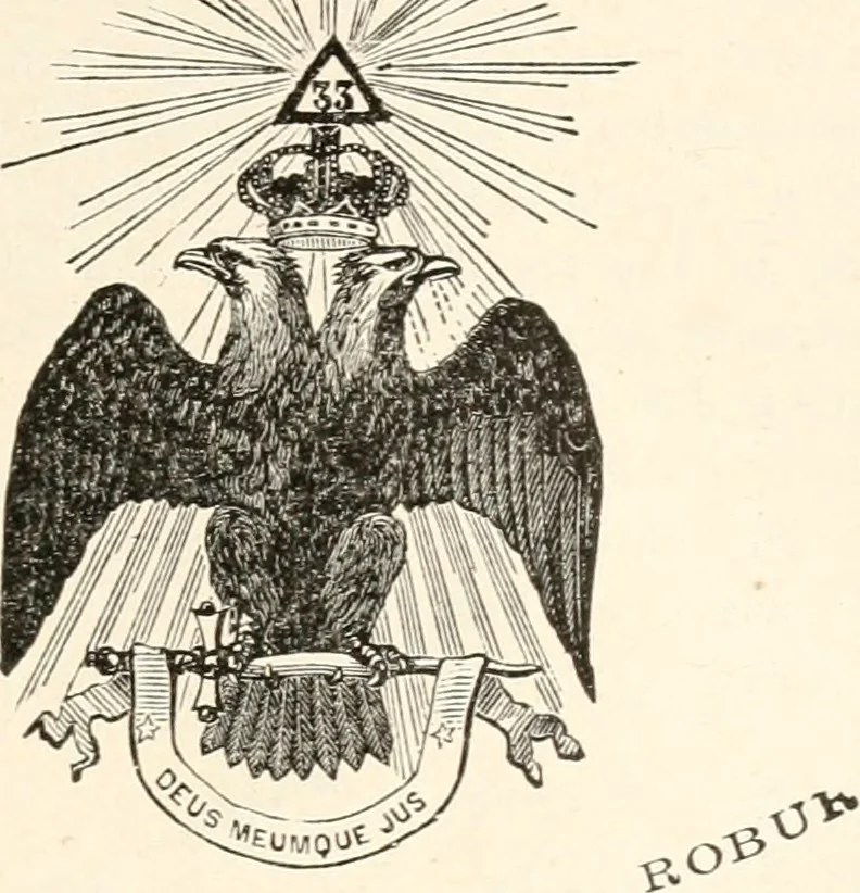 An illustration from The book of the ancient and accepted Scottish rite of freemasonry : containing instructions in all the degrees from the third to the thirty-third, and last degree of the rite : together with ceremonies of inauguration ... etc., 1914, leaf 506