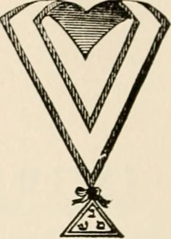 An illustration from The book of the ancient and accepted Scottish rite of freemasonry : containing instructions in all the degrees from the third to the thirty-third, and last degree of the rite : together with ceremonies of inauguration ... etc., 1914, leaf 75