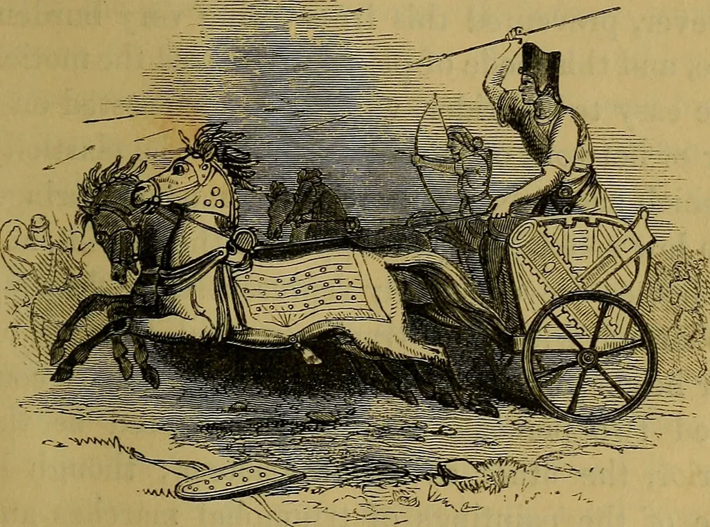 An illustration from The Book of carriages; or, A short account of modes of conveyance, from the earliest periods to the present time, 1853, leaf 12