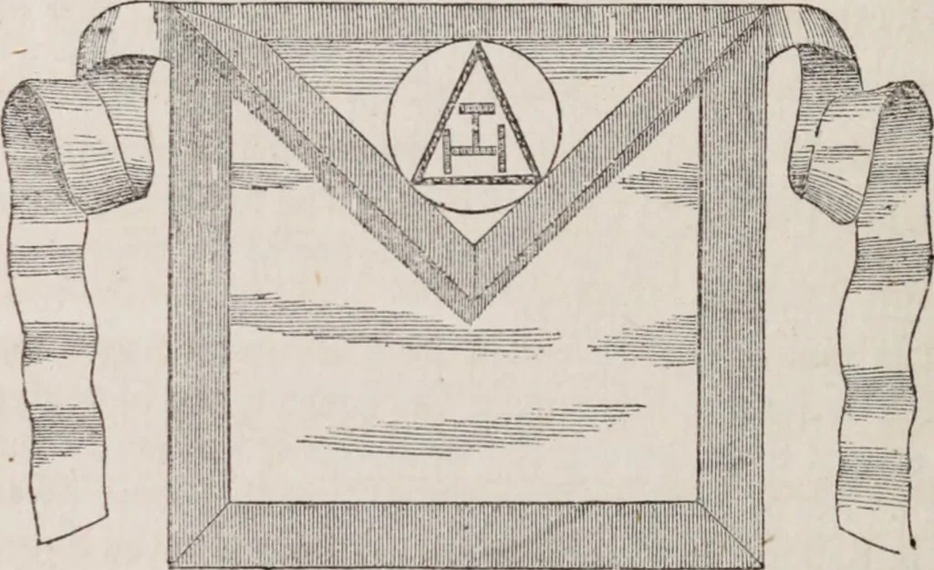 An illustration from The book of the chapter : or, Monitorial instructions, in the degrees of mark, past and most excellent master, and the holy Royal arch, 1865, leaf 107