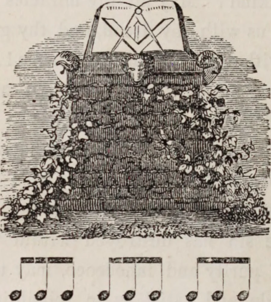 An illustration from The book of the chapter : or, Monitorial instructions, in the degrees of mark, past and most excellent master, and the holy Royal arch, 1865, leaf 117