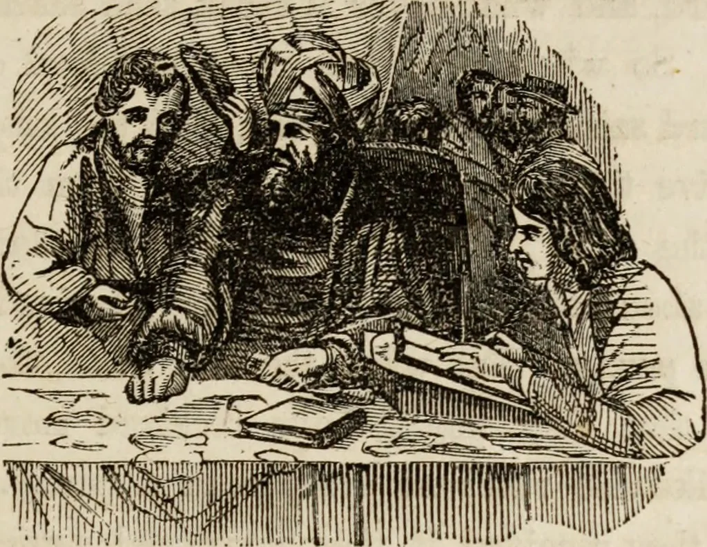 An illustration from The book of the chapter : or, Monitorial instructions, in the degrees of mark, past and most excellent master, and the holy Royal arch, 1865, leaf 44
