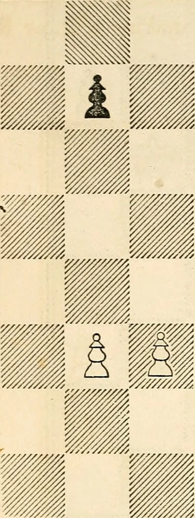 An illustration from The book of chess: containing the rudiments of the game, and elementary analyses of the most popular openings ; exemplified in games actually played by the greatest masters; including Staunton's analysis of the king's and queen's gambits, numerous positions and problems on diagrams, both original and selected; also a series of chess tales, with illustrations engraved from original designs ; the whole extracted and translated from the best sources, 1857, leaf 107