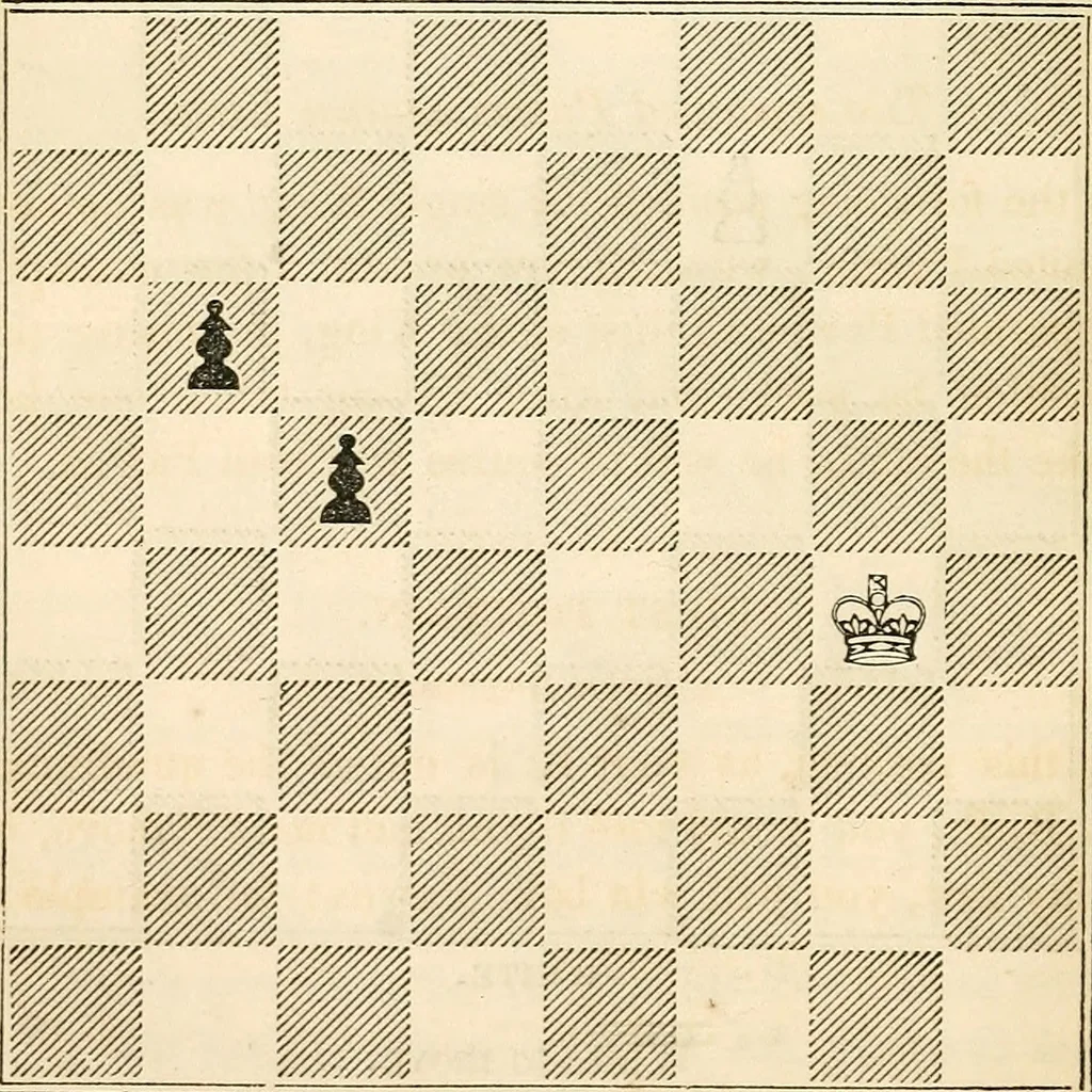 An illustration from The book of chess: containing the rudiments of the game, and elementary analyses of the most popular openings ; exemplified in games actually played by the greatest masters; including Staunton's analysis of the king's and queen's gambits, numerous positions and problems on diagrams, both original and selected; also a series of chess tales, with illustrations engraved from original designs ; the whole extracted and translated from the best sources, 1857, leaf 115