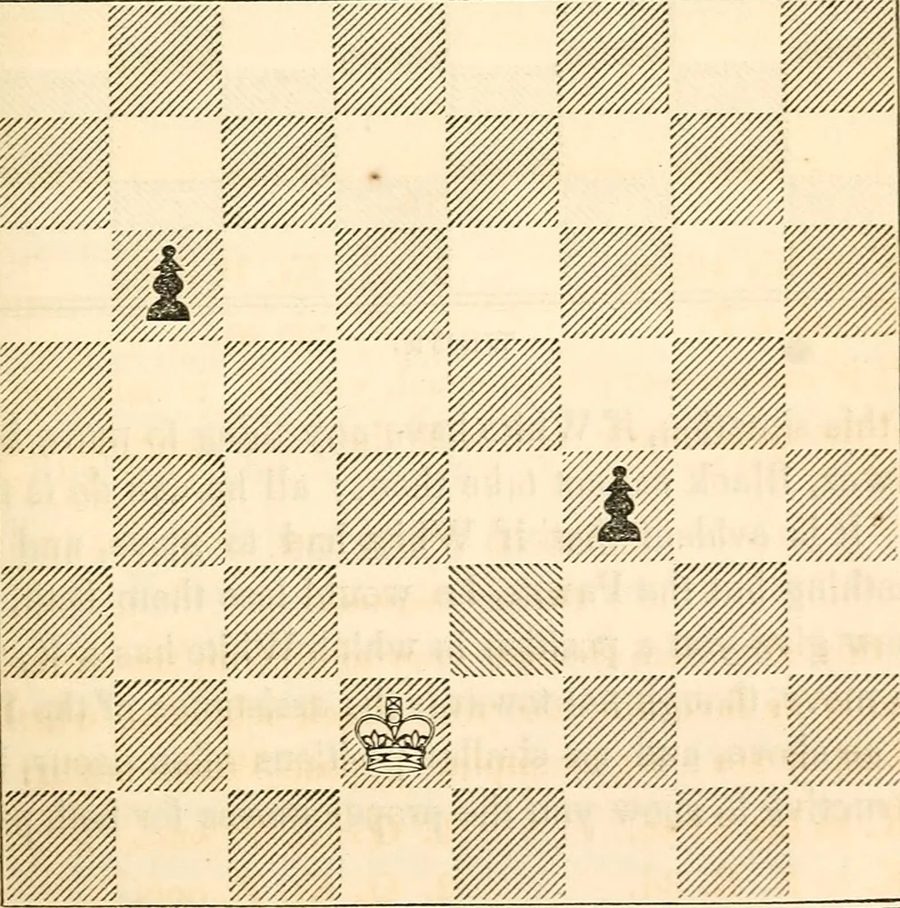An illustration from The book of chess: containing the rudiments of the game, and elementary analyses of the most popular openings ; exemplified in games actually played by the greatest masters; including Staunton's analysis of the king's and queen's gambits, numerous positions and problems on diagrams, both original and selected; also a series of chess tales, with illustrations engraved from original designs ; the whole extracted and translated from the best sources, 1857, leaf 118