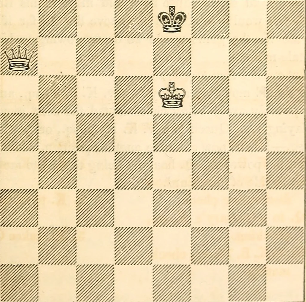 An illustration from The book of chess: containing the rudiments of the game, and elementary analyses of the most popular openings ; exemplified in games actually played by the greatest masters; including Staunton's analysis of the king's and queen's gambits, numerous positions and problems on diagrams, both original and selected; also a series of chess tales, with illustrations engraved from original designs ; the whole extracted and translated from the best sources, 1857, leaf 50