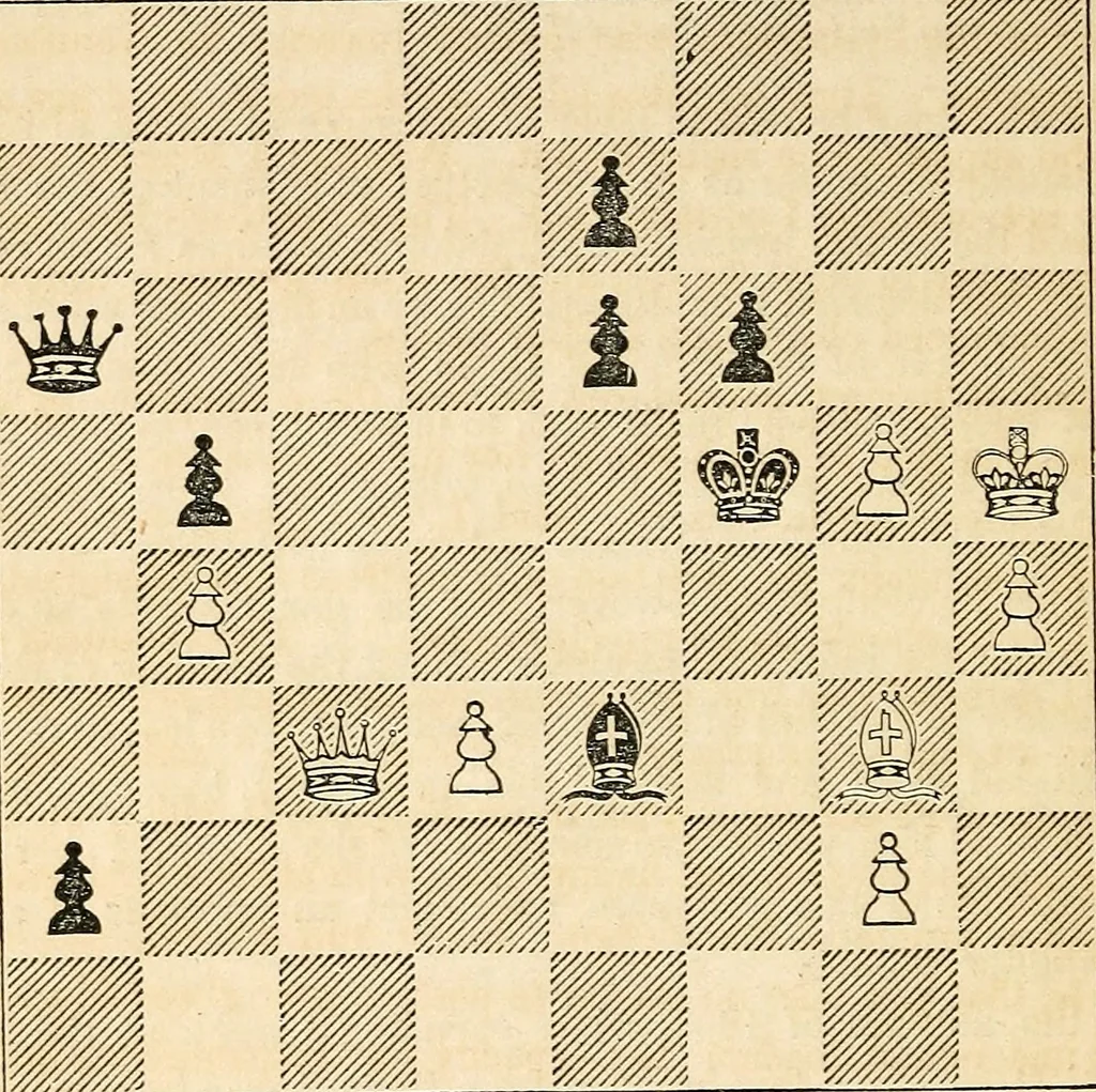 An illustration from The book of chess: containing the rudiments of the game, and elementary analyses of the most popular openings ; exemplified in games actually played by the greatest masters; including Staunton's analysis of the king's and queen's gambits, numerous positions and problems on diagrams, both original and selected; also a series of chess tales, with illustrations engraved from original designs ; the whole extracted and translated from the best sources, 1857, leaf 511