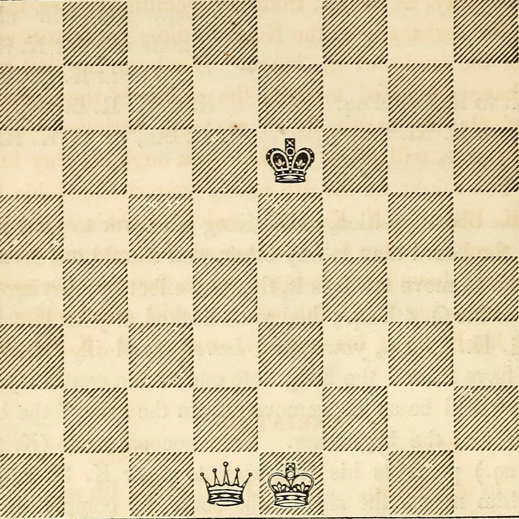 An illustration from The book of chess: containing the rudiments of the game, and elementary analyses of the most popular openings ; exemplified in games actually played by the greatest masters; including Staunton's analysis of the king's and queen's gambits, numerous positions and problems on diagrams, both original and selected; also a series of chess tales, with illustrations engraved from original designs ; the whole extracted and translated from the best sources, 1857, leaf 57