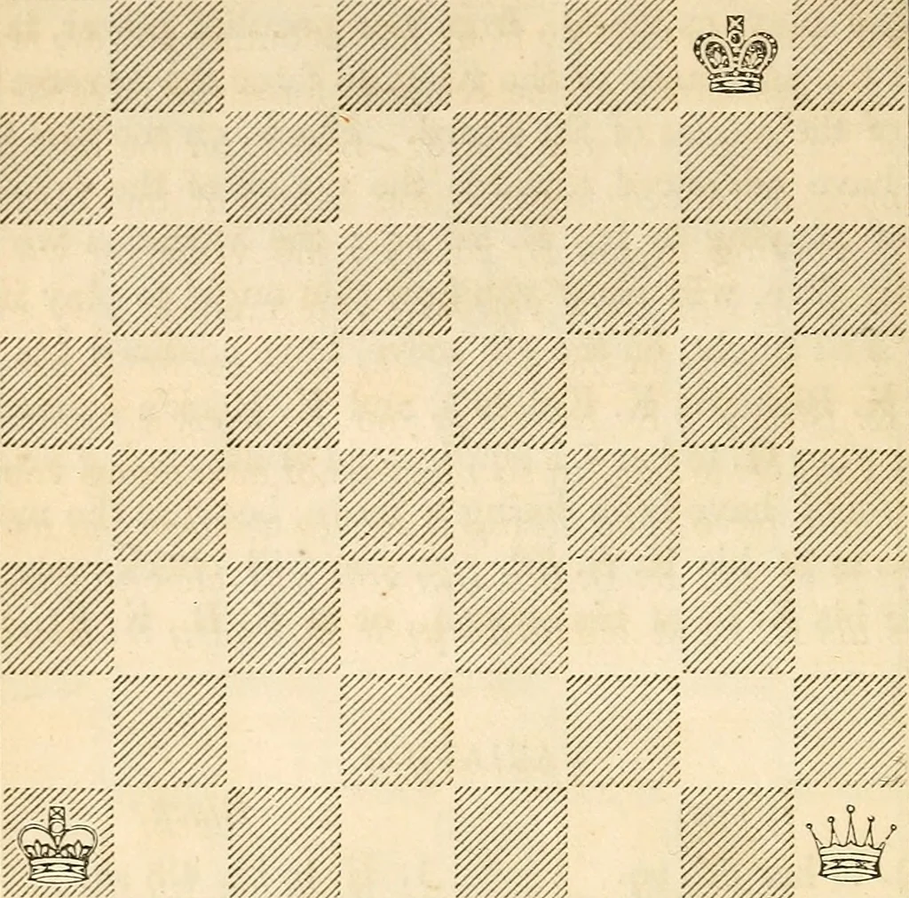 An illustration from The book of chess: containing the rudiments of the game, and elementary analyses of the most popular openings ; exemplified in games actually played by the greatest masters; including Staunton's analysis of the king's and queen's gambits, numerous positions and problems on diagrams, both original and selected; also a series of chess tales, with illustrations engraved from original designs ; the whole extracted and translated from the best sources, 1857, leaf 59