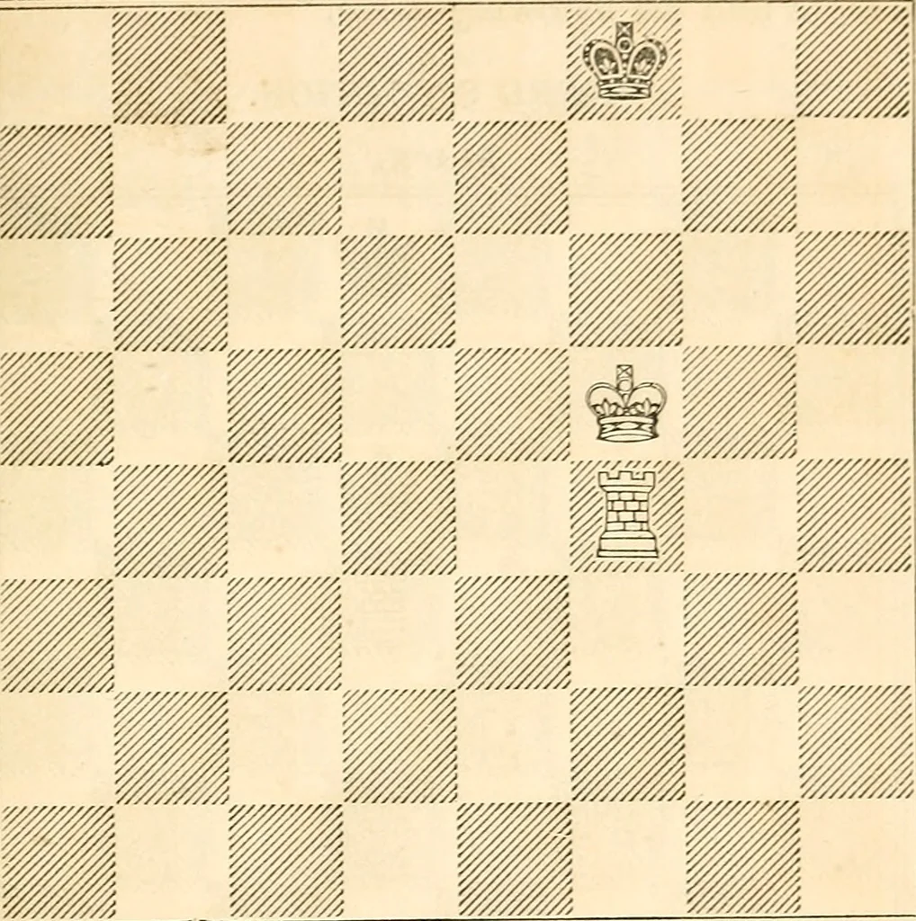 An illustration from The book of chess: containing the rudiments of the game, and elementary analyses of the most popular openings ; exemplified in games actually played by the greatest masters; including Staunton's analysis of the king's and queen's gambits, numerous positions and problems on diagrams, both original and selected; also a series of chess tales, with illustrations engraved from original designs ; the whole extracted and translated from the best sources, 1857, leaf 66