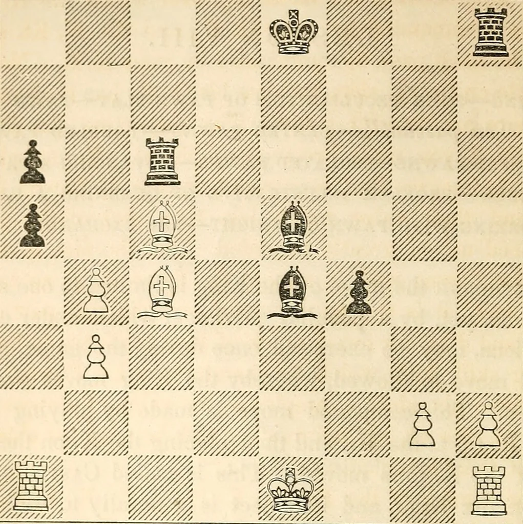 An illustration from The book of chess: containing the rudiments of the game, and elementary analyses of the most popular openings ; exemplified in games actually played by the greatest masters; including Staunton's analysis of the king's and queen's gambits, numerous positions and problems on diagrams, both original and selected; also a series of chess tales, with illustrations engraved from original designs ; the whole extracted and translated from the best sources, 1857, leaf 73