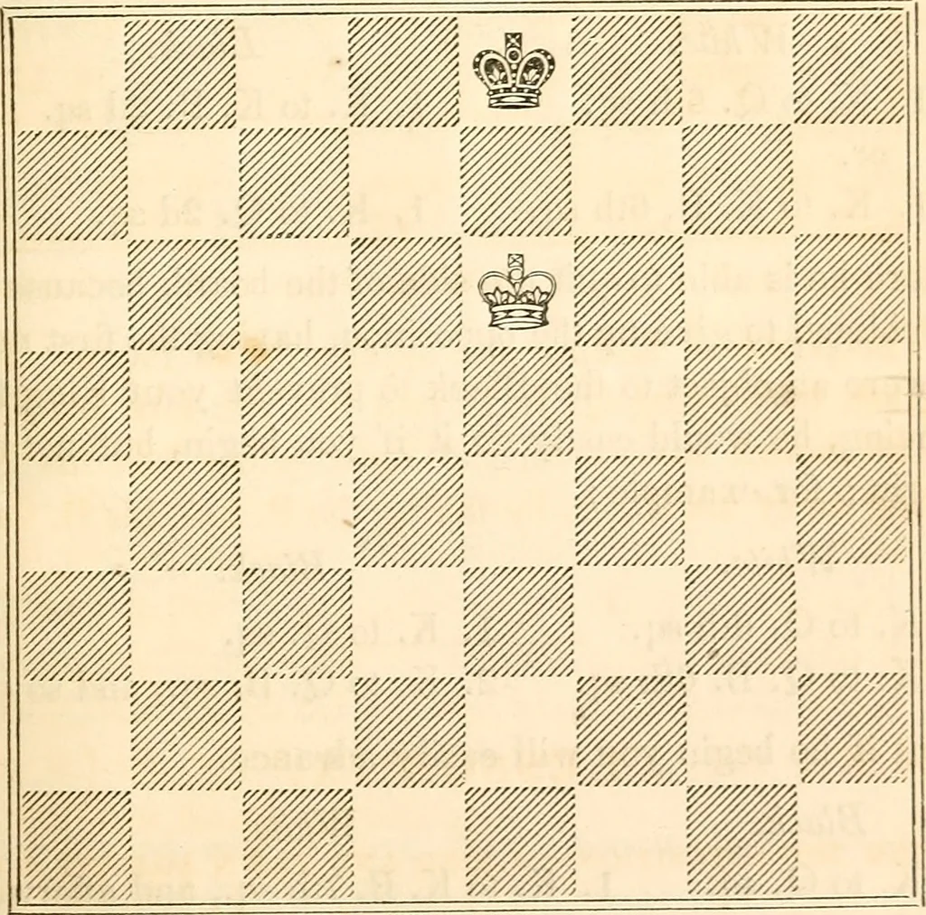 An illustration from The book of chess: containing the rudiments of the game, and elementary analyses of the most popular openings ; exemplified in games actually played by the greatest masters; including Staunton's analysis of the king's and queen's gambits, numerous positions and problems on diagrams, both original and selected; also a series of chess tales, with illustrations engraved from original designs ; the whole extracted and translated from the best sources, 1857, leaf 80