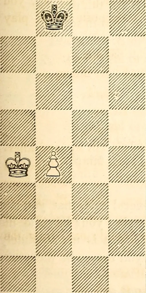 An illustration from The book of chess: containing the rudiments of the game, and elementary analyses of the most popular openings ; exemplified in games actually played by the greatest masters; including Staunton's analysis of the king's and queen's gambits, numerous positions and problems on diagrams, both original and selected; also a series of chess tales, with illustrations engraved from original designs ; the whole extracted and translated from the best sources, 1857, leaf 90