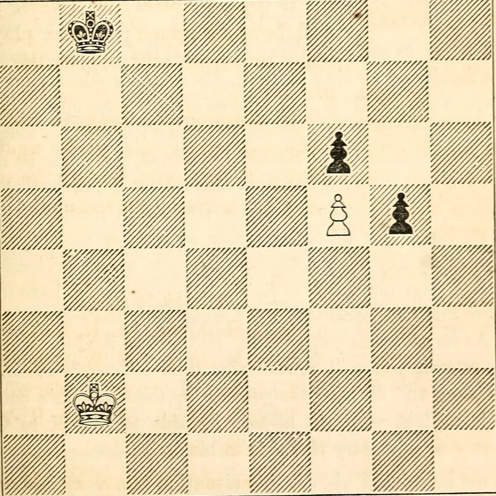 An illustration from The book of chess: containing the rudiments of the game, and elementary analyses of the most popular openings ; exemplified in games actually played by the greatest masters; including Staunton's analysis of the king's and queen's gambits, numerous positions and problems on diagrams, both original and selected; also a series of chess tales, with illustrations engraved from original designs ; the whole extracted and translated from the best sources, 1857, leaf 94