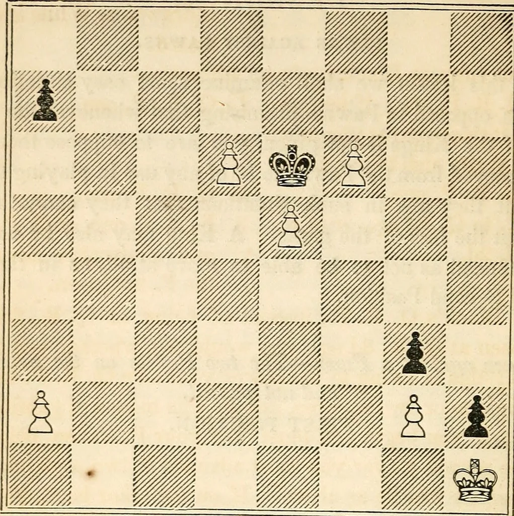 An illustration from The book of chess: containing the rudiments of the game, and elementary analyses of the most popular openings ; exemplified in games actually played by the greatest masters; including Staunton's analysis of the king's and queen's gambits, numerous positions and problems on diagrams, both original and selected; also a series of chess tales, with illustrations engraved from original designs ; the whole extracted and translated from the best sources, 1857, leaf 97