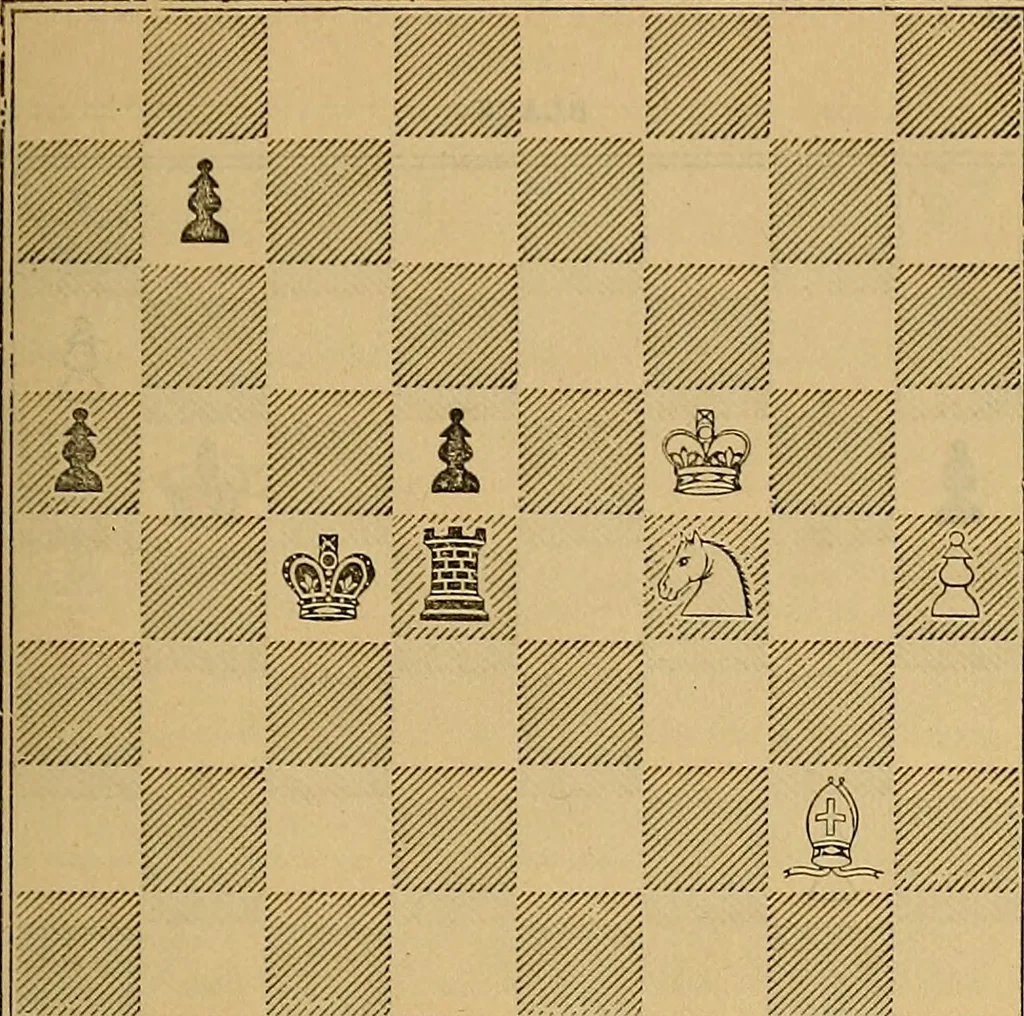 An illustration from The book of chess: containing the rudiments of the game, and elementary analyses of the most popular openings, 1882, leaf 100