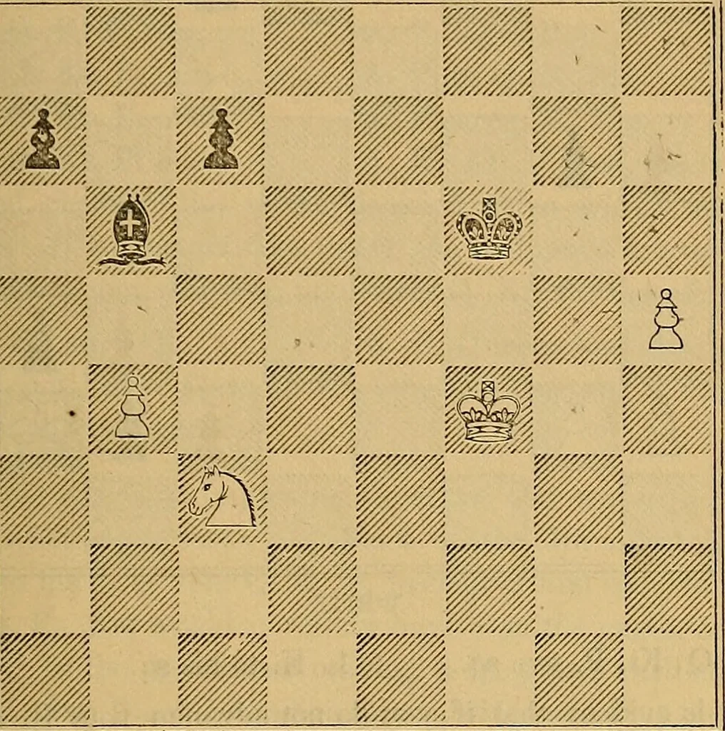 An illustration from The book of chess: containing the rudiments of the game, and elementary analyses of the most popular openings, 1882, leaf 104