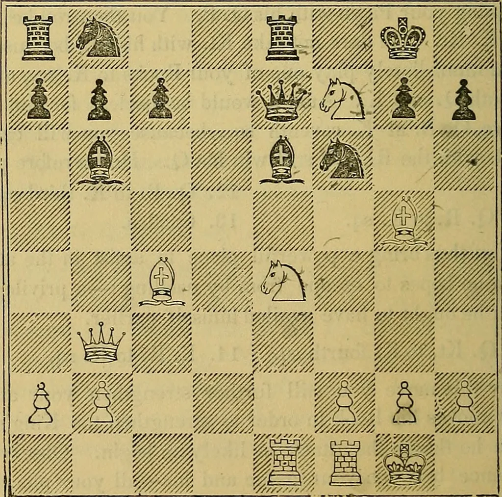 An illustration from The book of chess: containing the rudiments of the game, and elementary analyses of the most popular openings, 1882, leaf 153