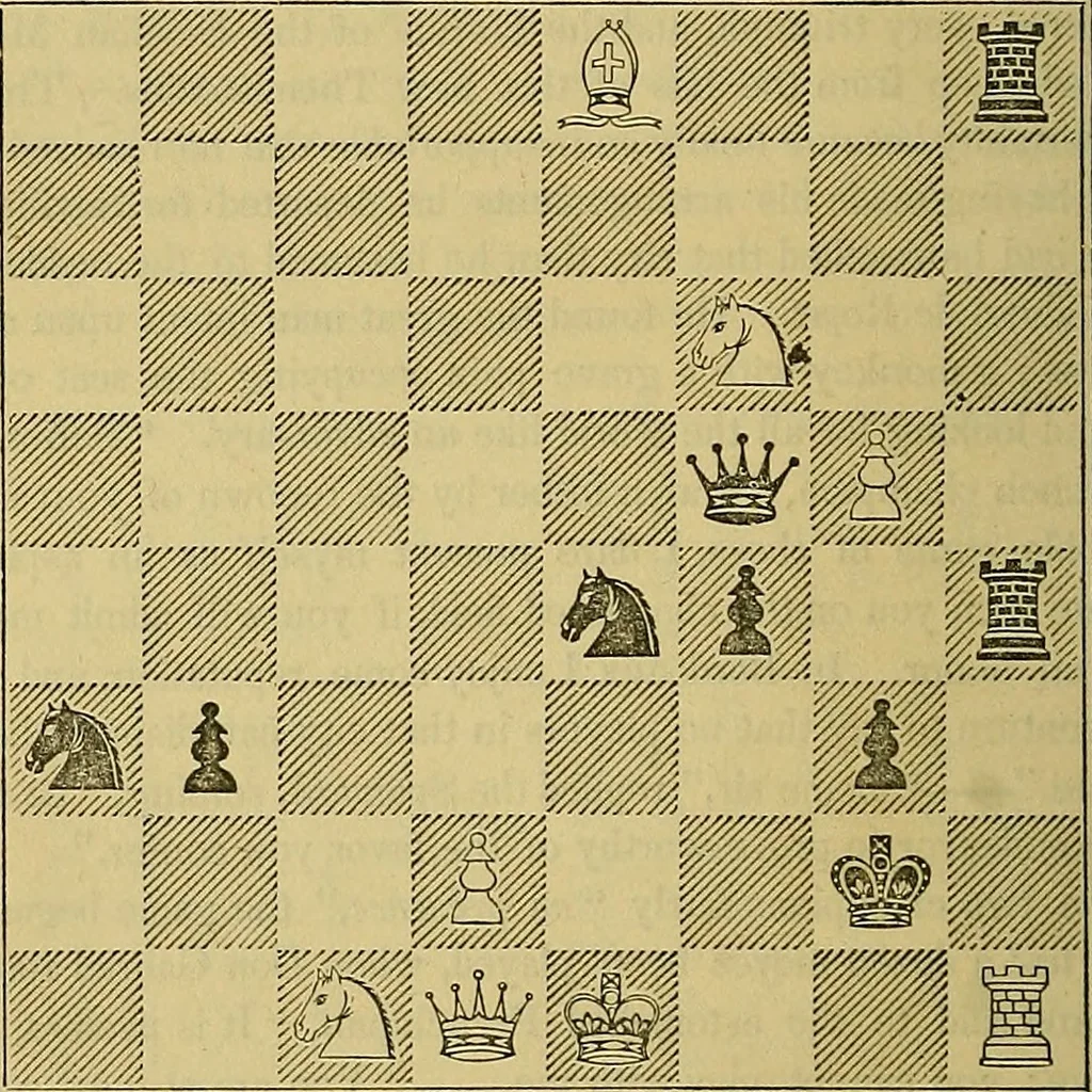 An illustration from The book of chess: containing the rudiments of the game, and elementary analyses of the most popular openings, 1882, leaf 201