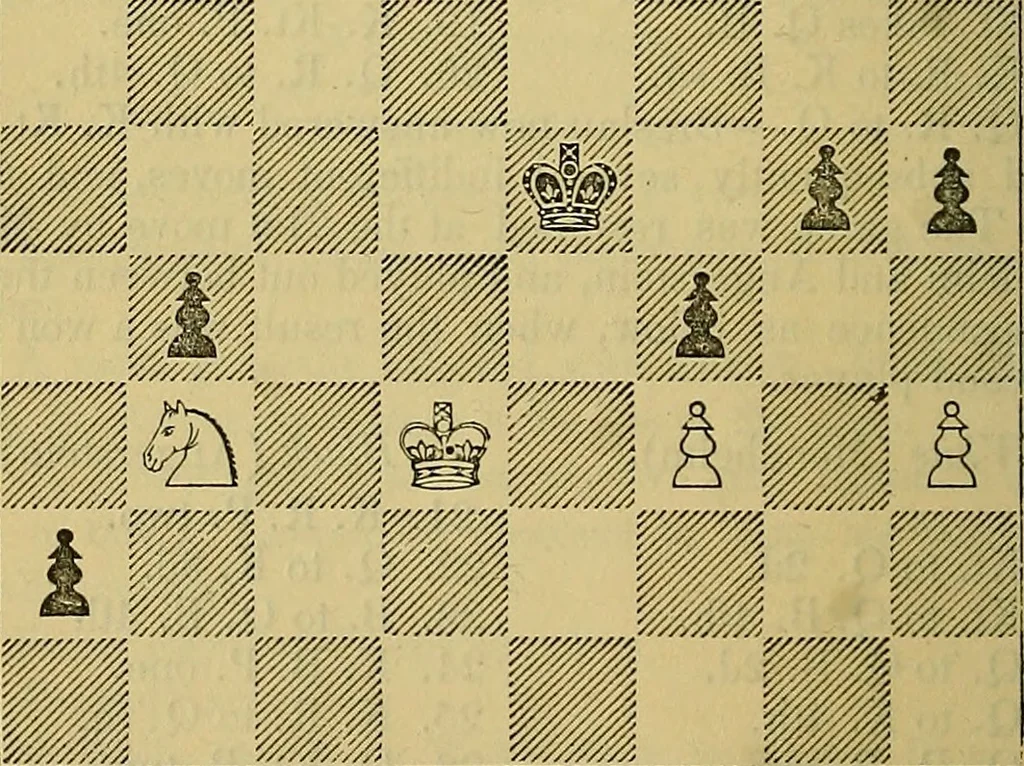 An illustration from The book of chess: containing the rudiments of the game, and elementary analyses of the most popular openings, 1882, leaf 247