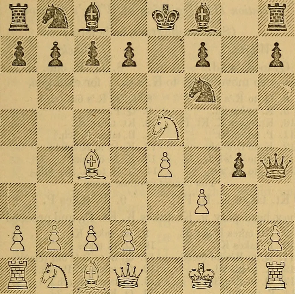 An illustration from The book of chess: containing the rudiments of the game, and elementary analyses of the most popular openings, 1882, leaf 344