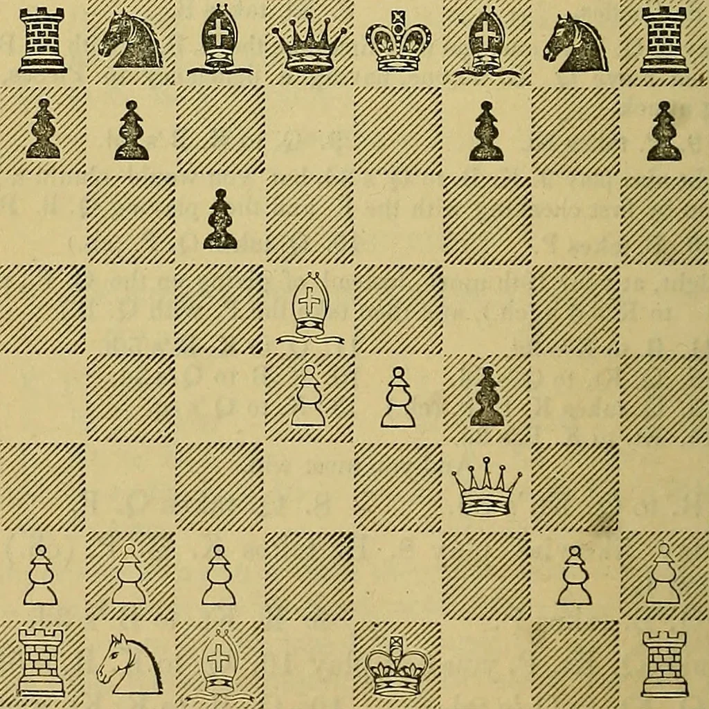 An illustration from The book of chess: containing the rudiments of the game, and elementary analyses of the most popular openings, 1882, leaf 363