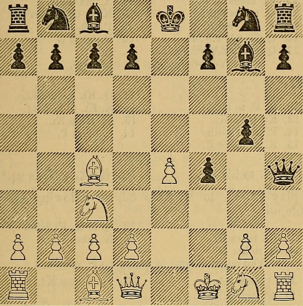 An illustration from The book of chess: containing the rudiments of the game, and elementary analyses of the most popular openings, 1882, leaf 392