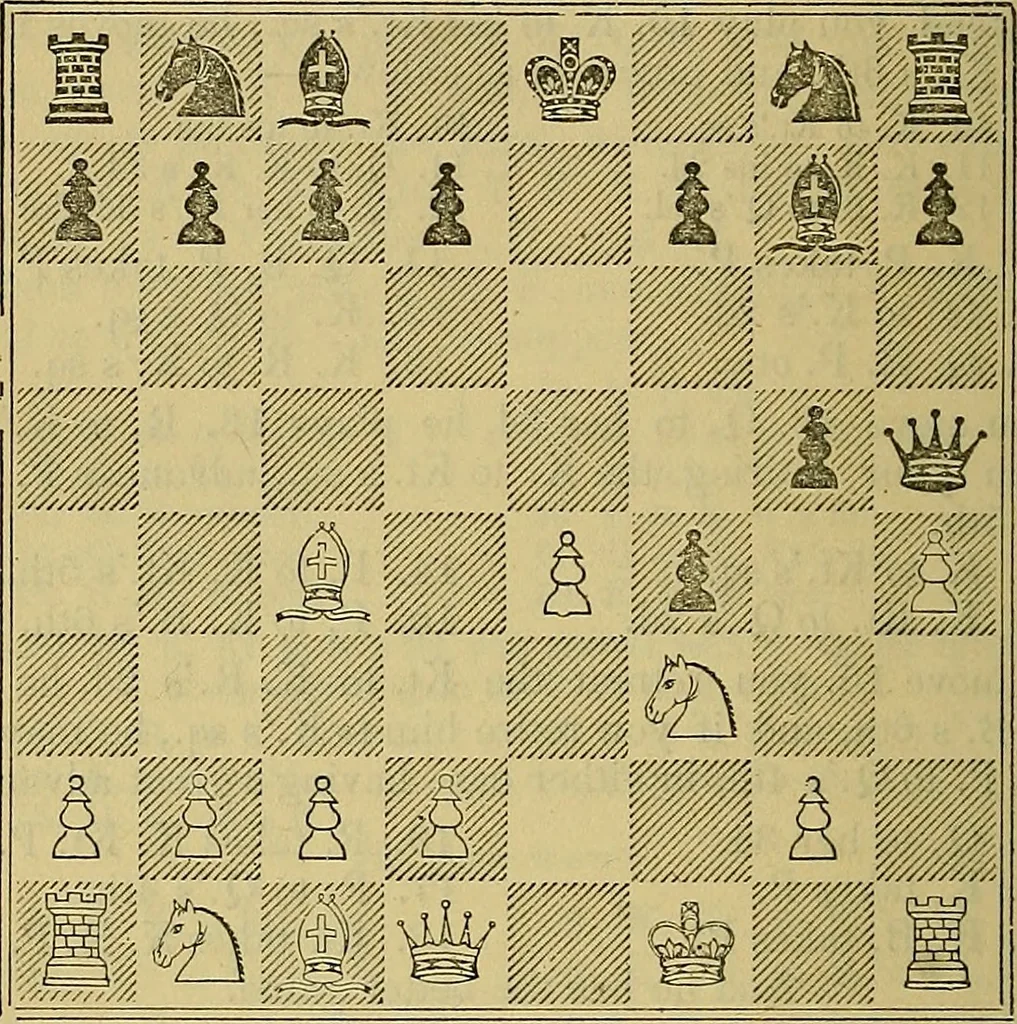 An illustration from The book of chess: containing the rudiments of the game, and elementary analyses of the most popular openings, 1882, leaf 397