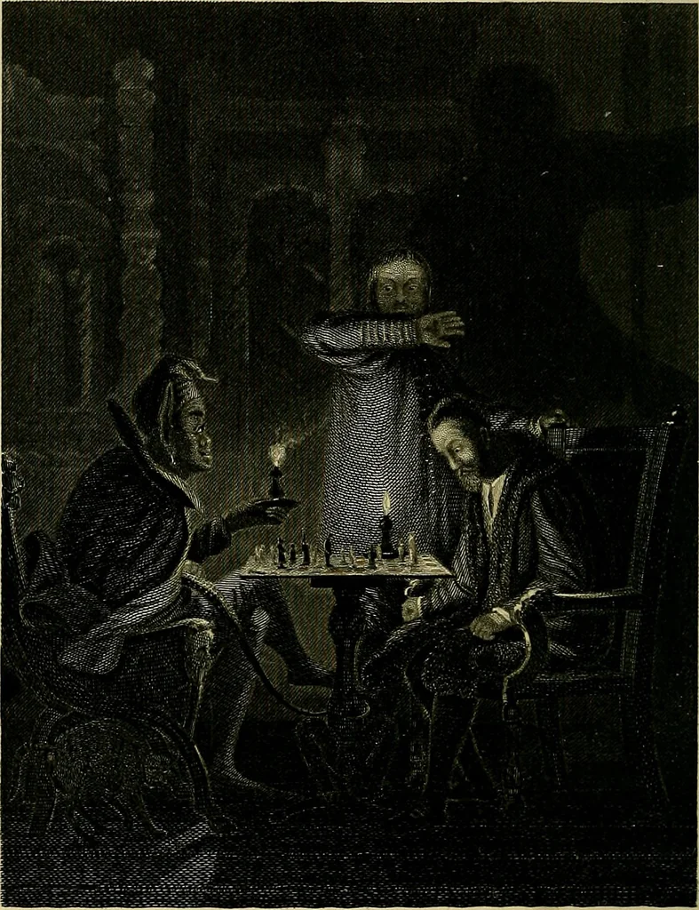 An illustration from The book of chess: containing the rudiments of the game, and elementary analyses of the most popular openings, 1882, leaf 447