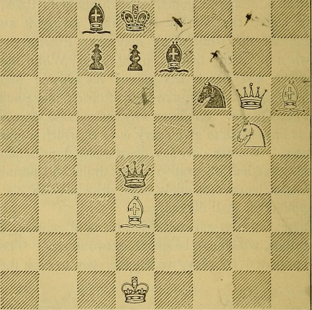 An illustration from The book of chess: containing the rudiments of the game, and elementary analyses of the most popular openings, 1882, leaf 45