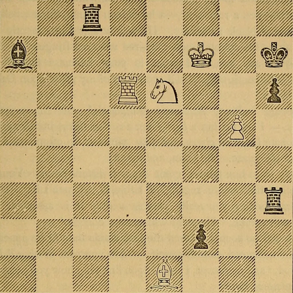 An illustration from The book of chess: containing the rudiments of the game, and elementary analyses of the most popular openings, 1882, leaf 454