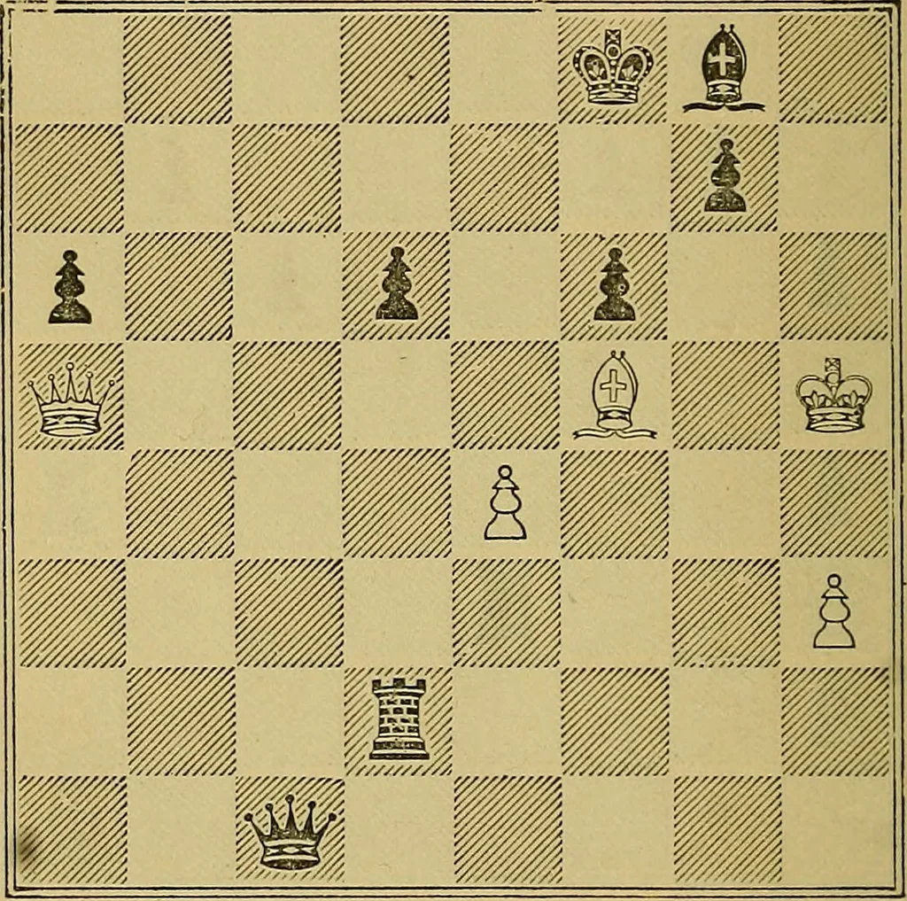 An illustration from The book of chess: containing the rudiments of the game, and elementary analyses of the most popular openings, 1882, leaf 495