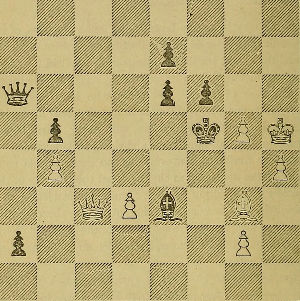 An illustration from The book of chess: containing the rudiments of the game, and elementary analyses of the most popular openings, 1882, leaf 505