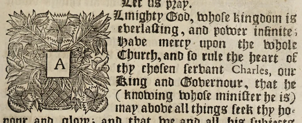 An illustration from The book of common-prayer and administration of the sacraments, and other rites & ceremonies of the Church, according to the use of the Church of England : together with the Psalter or Psalms of David, pointed as they are to be sung or said in churches, and the form & manner of making, ordaining, & consecrating of bishops, priests, and deacons, 1669, leaf 297