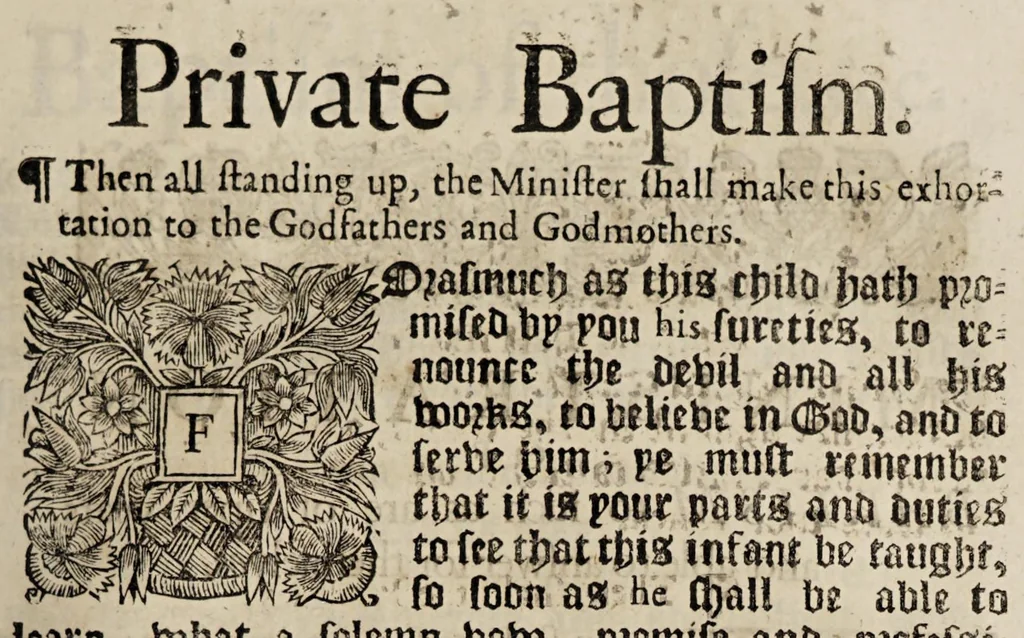 An illustration from The book of common-prayer and administration of the sacraments, and other rites & ceremonies of the Church, according to the use of the Church of England : together with the Psalter or Psalms of David, pointed as they are to be sung or said in churches, and the form & manner of making, ordaining, & consecrating of bishops, priests, and deacons, 1669, leaf 333