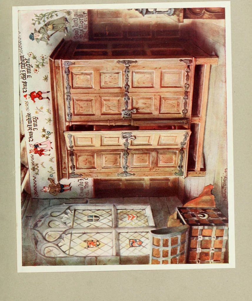 An illustration from The book of decorative furniture, its form, colour and history, 1910, leaf 102