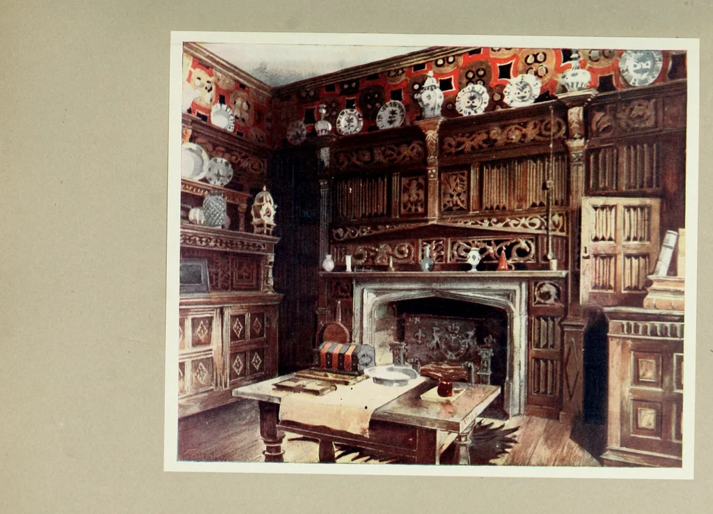 An illustration from The book of decorative furniture, its form, colour and history, 1910, leaf 114