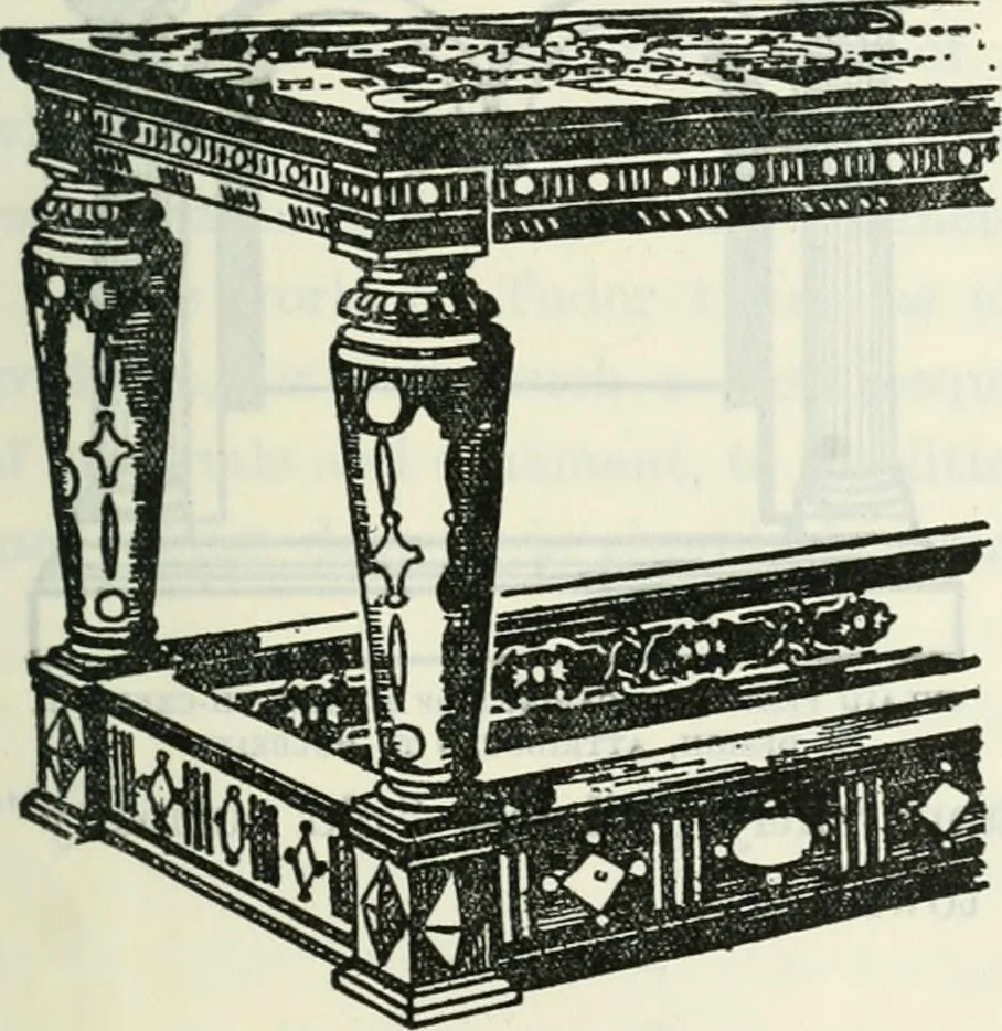 An illustration from The book of decorative furniture, its form, colour and history, 1910, leaf 136