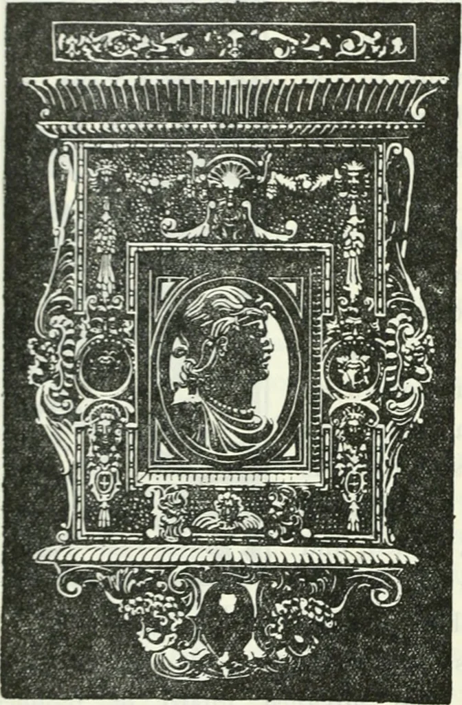 An illustration from The book of decorative furniture, its form, colour and history, 1910, leaf 175