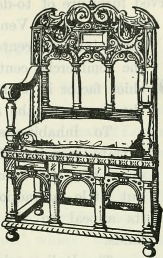 An illustration from The book of decorative furniture, its form, colour and history, 1910, leaf 180