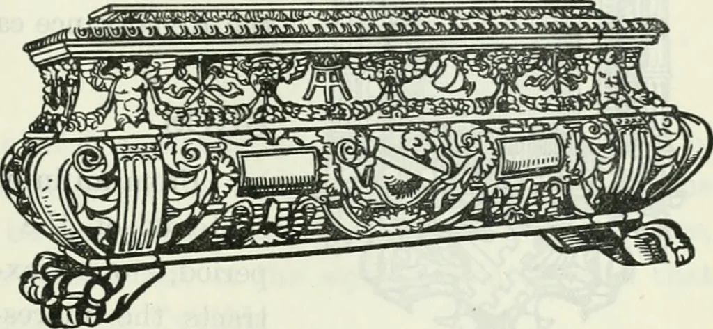 An illustration from The book of decorative furniture, its form, colour and history, 1910, leaf 184