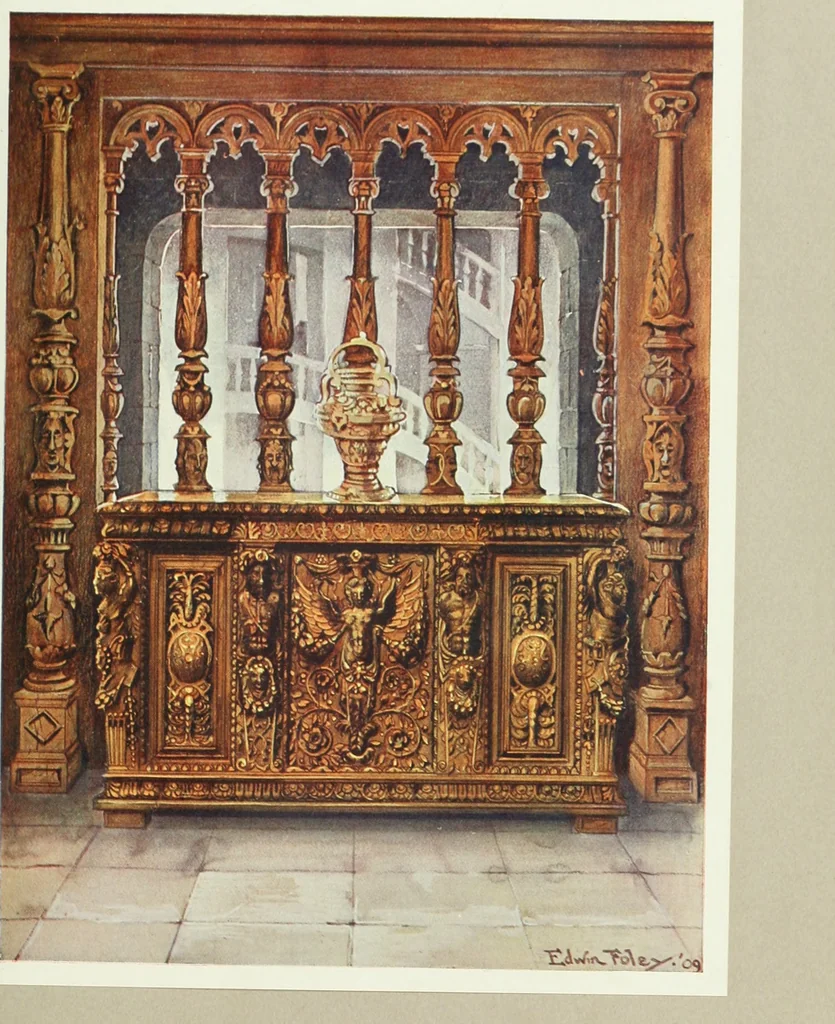 An illustration from The book of decorative furniture, its form, colour and history, 1910, leaf 194