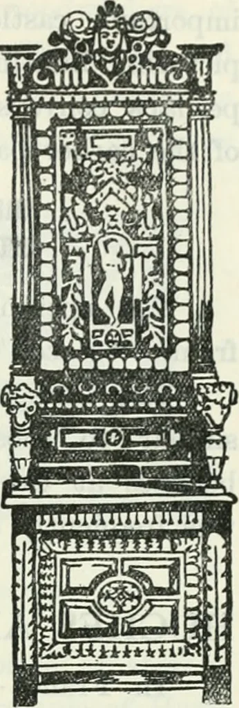 An illustration from The book of decorative furniture, its form, colour and history, 1910, leaf 210