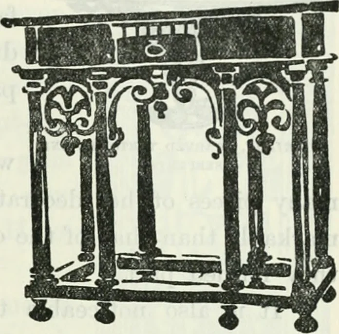 An illustration from The book of decorative furniture, its form, colour and history, 1910, leaf 220