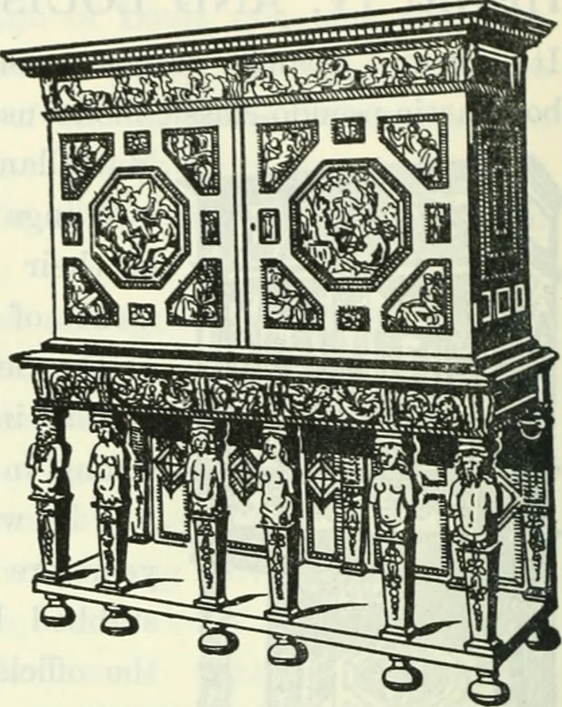 An illustration from The book of decorative furniture, its form, colour and history, 1910, leaf 331