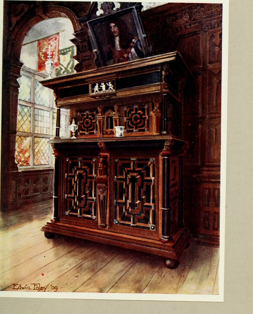 An illustration from The book of decorative furniture, its form, colour and history, 1910, leaf 334